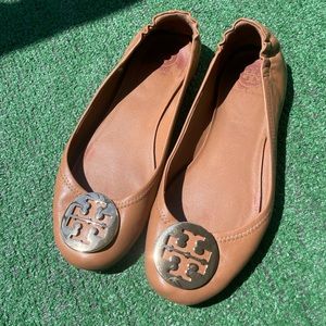 Tory Burch Minne Travel Ballet Royal Tan/Gold